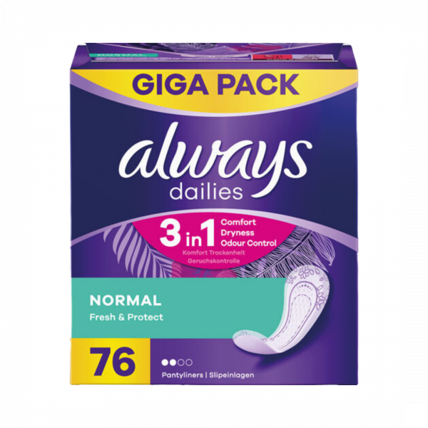 Always dailies 3in1 Fresh & Protect Normal, Slipeinlagen, 76 Stück